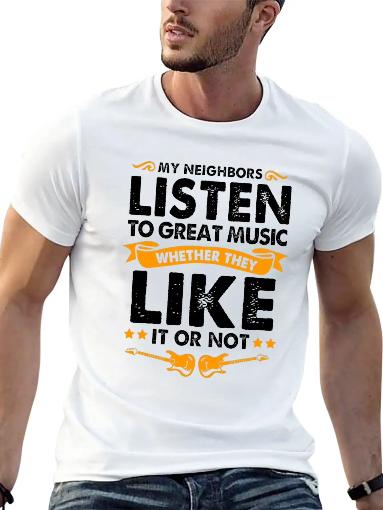 Guitar Unisex Short Sleeve Soft Cotton T-Shirt – Casual Everyday Wear