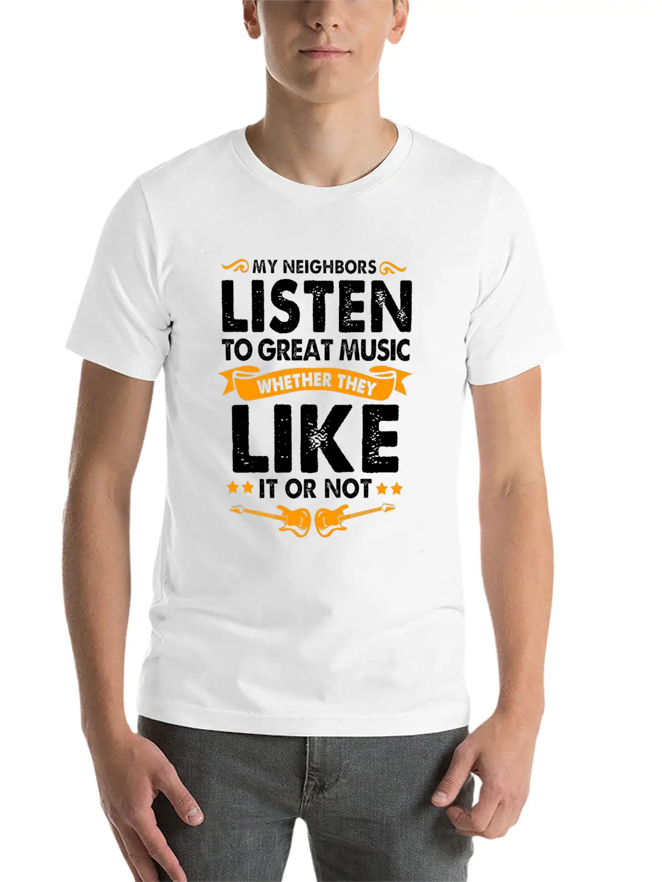 Guitar Unisex Short Sleeve Soft Cotton T-Shirt – Casual Everyday Wear