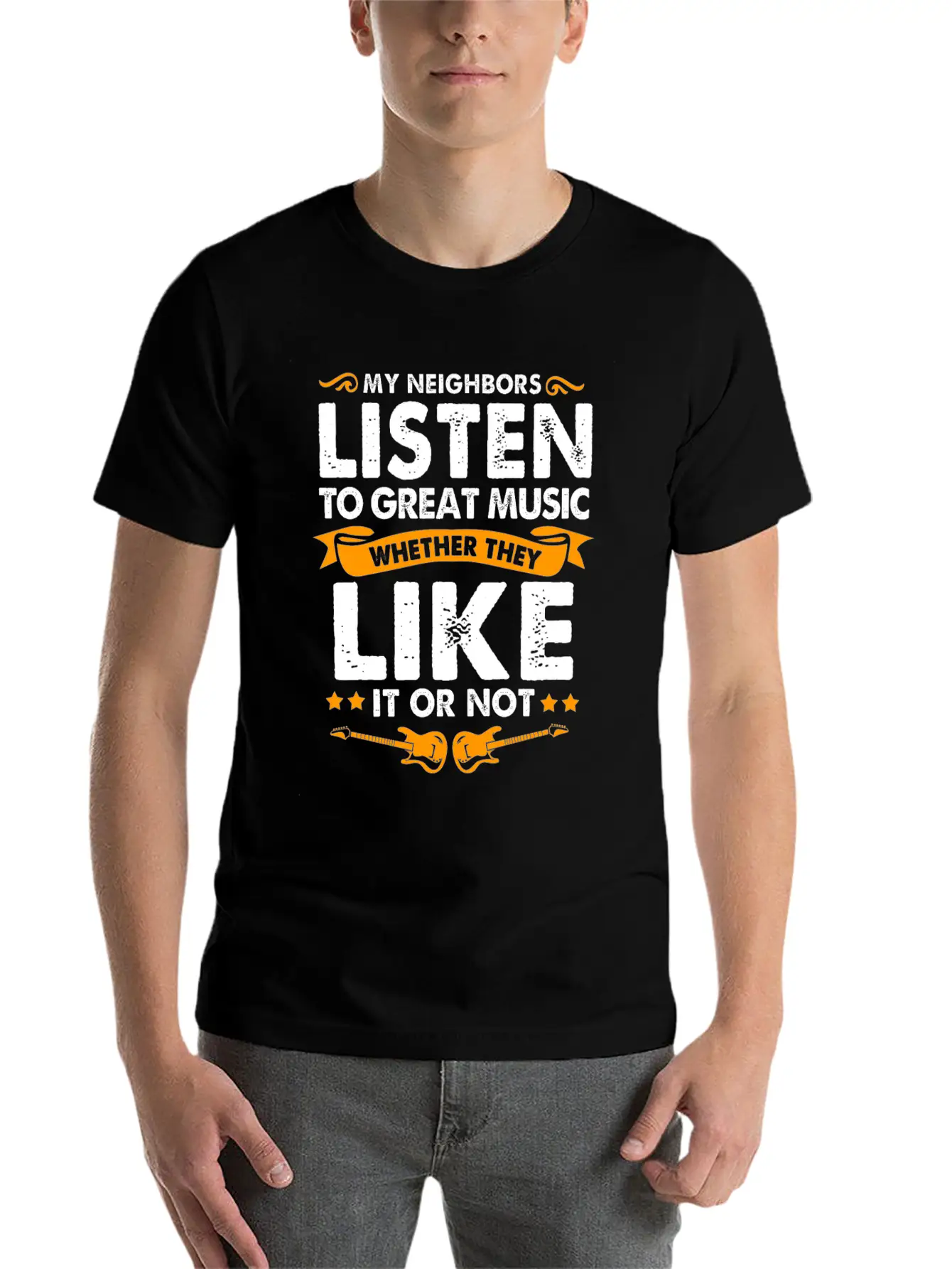 Guitar Unisex Short Sleeve Soft Cotton T-Shirt – Casual Everyday Wear