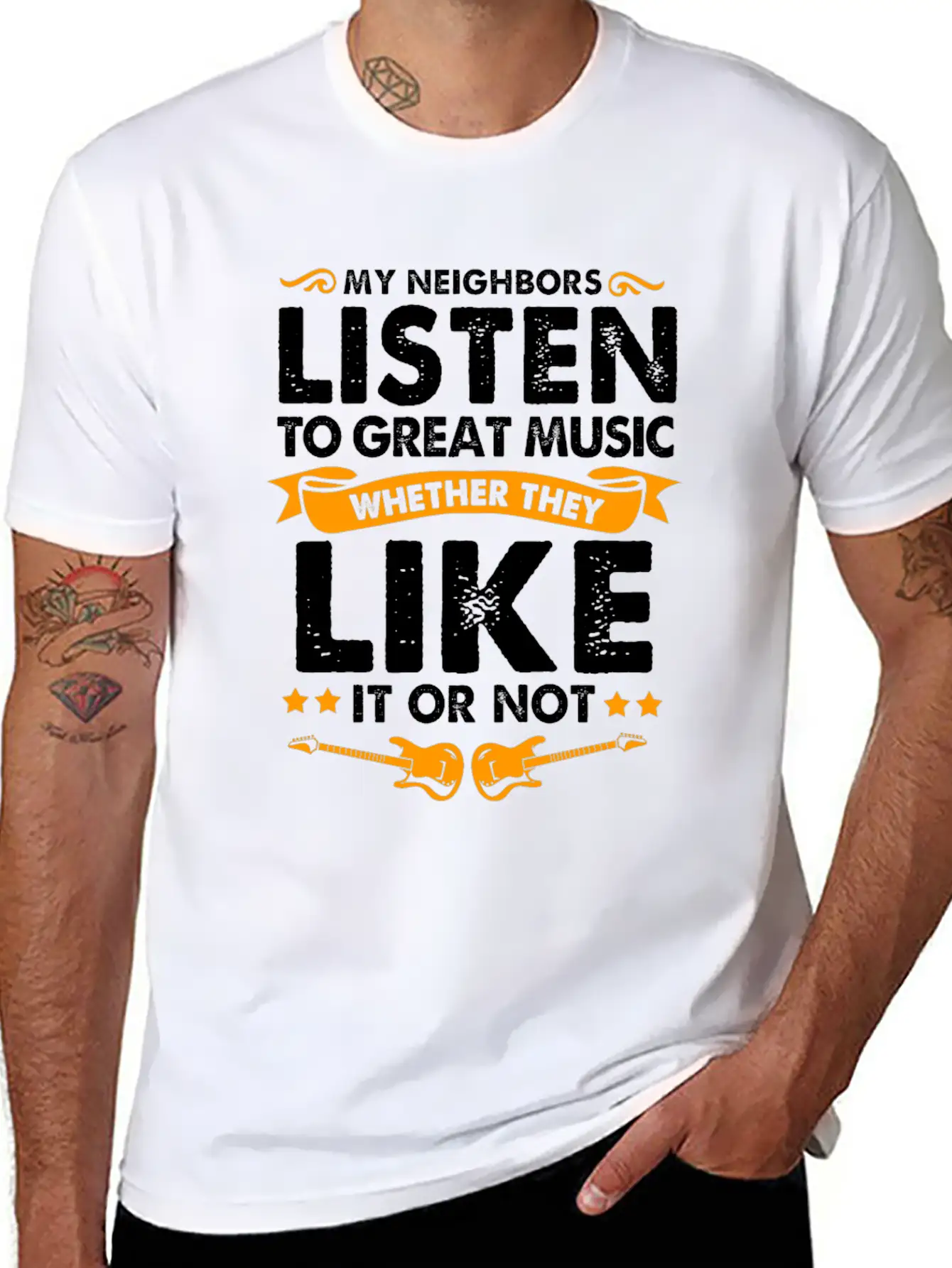 Guitar Unisex Short Sleeve Soft Cotton T-Shirt – Casual Everyday Wear