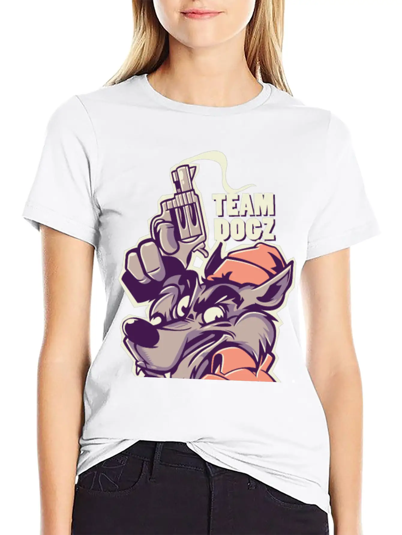 Gun Dog Wolf Gangster Team Dogs Inscription Stylish Everyday T-Shirt – Unisex Basic Cotton Tee