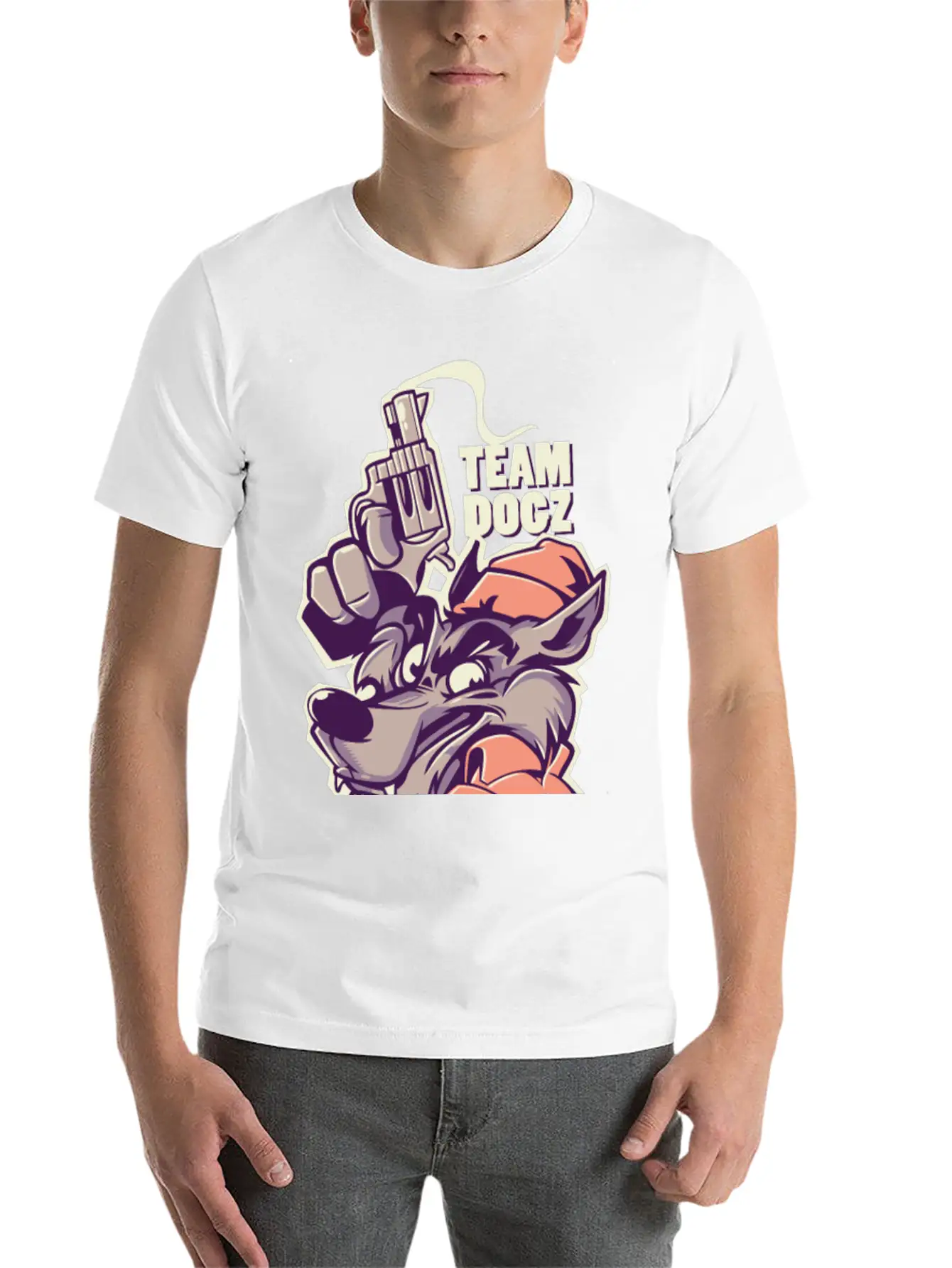 Gun Dog Wolf Gangster Team Dogs Inscription Stylish Everyday T-Shirt – Unisex Basic Cotton Tee