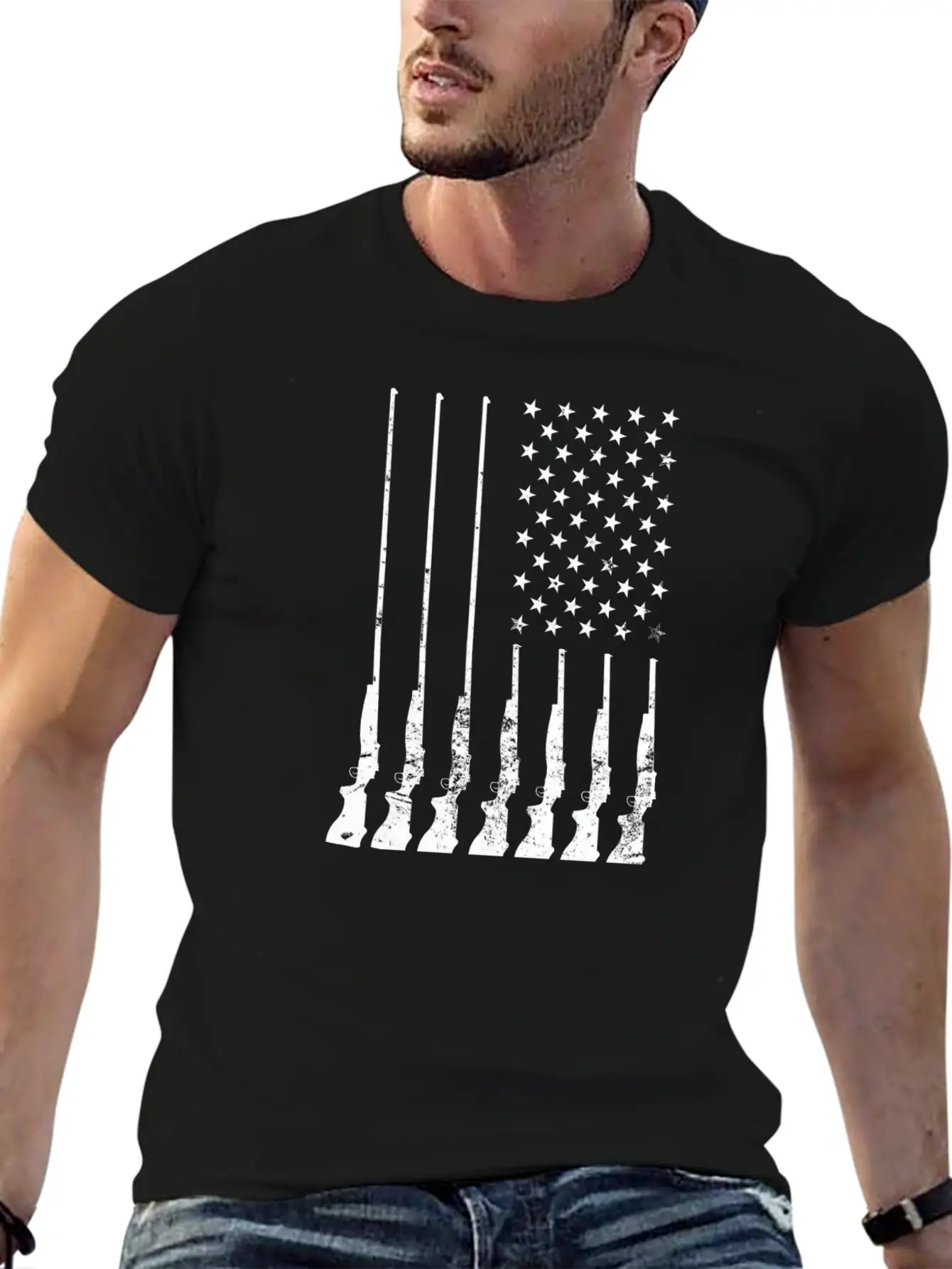 Gun Flag Unisex Short Sleeve Soft Cotton T-Shirt – Casual Everyday Wear