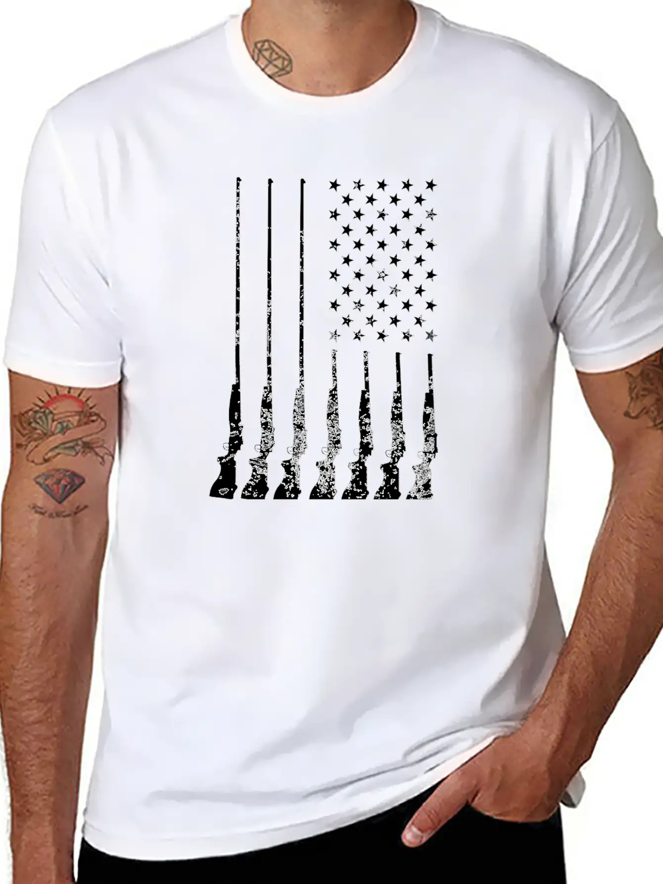 Gun Flag Unisex Short Sleeve Soft Cotton T-Shirt – Casual Everyday Wear