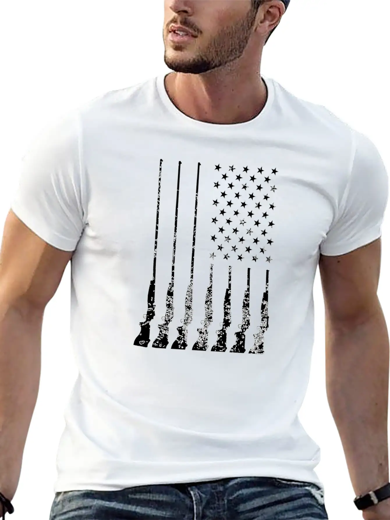 Gun Flag Unisex Short Sleeve Soft Cotton T-Shirt – Casual Everyday Wear