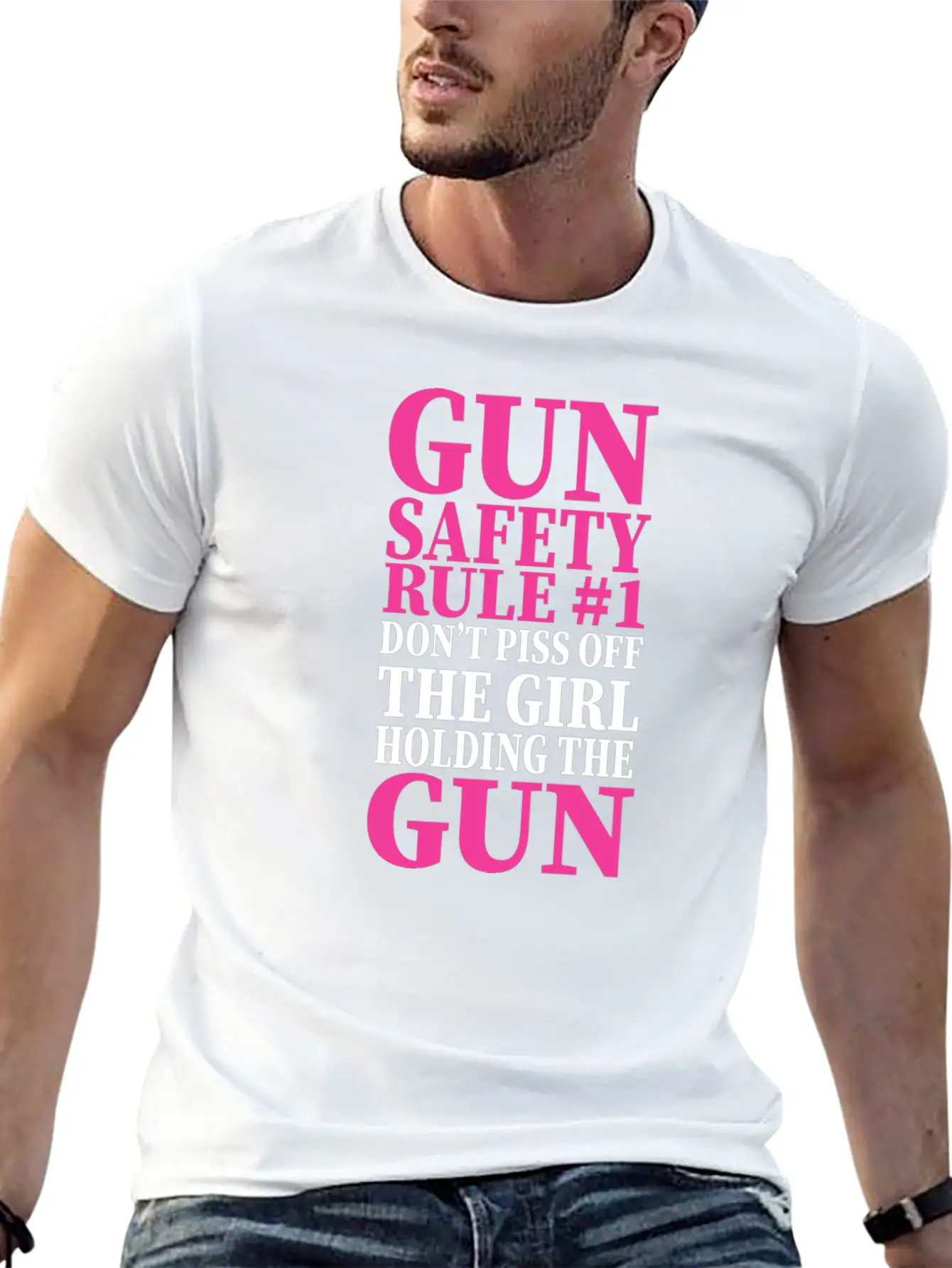 Gun Safety Rule 1 Don't Piss Off The Girl Holding Stylish Everyday T-Shirt – Unisex Basic Cotton Tee