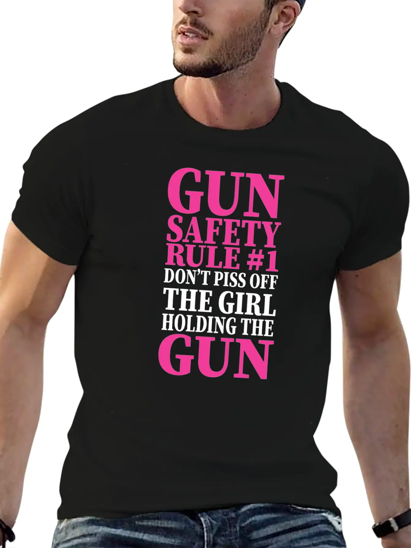 Gun Safety Rule 1 Don't Piss Off The Girl Holding Stylish Everyday T-Shirt – Unisex Basic Cotton Tee