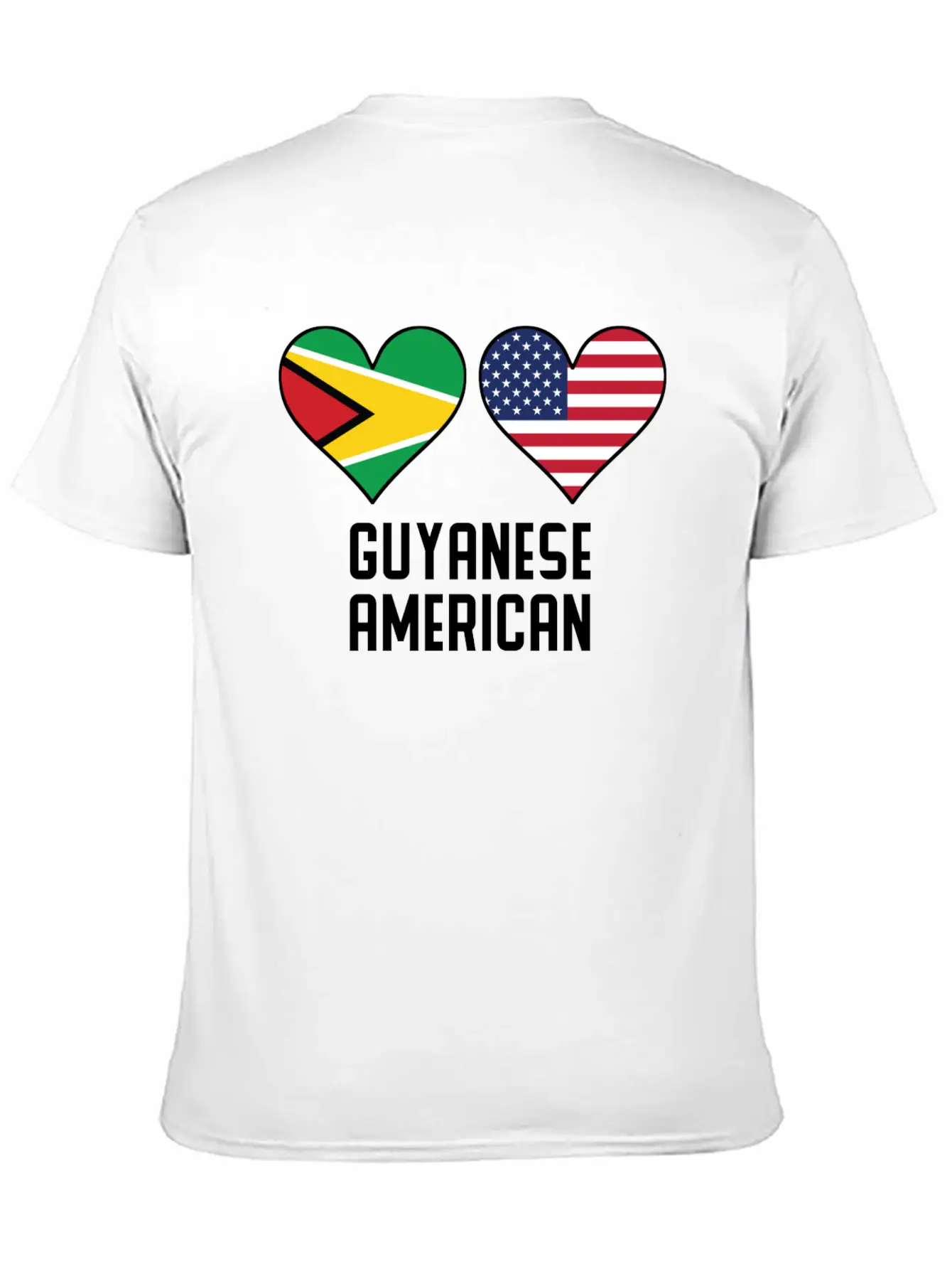 Guyanese American Heart Flags Timeless Short Sleeve Tee – Comfy And Minimalist Design
