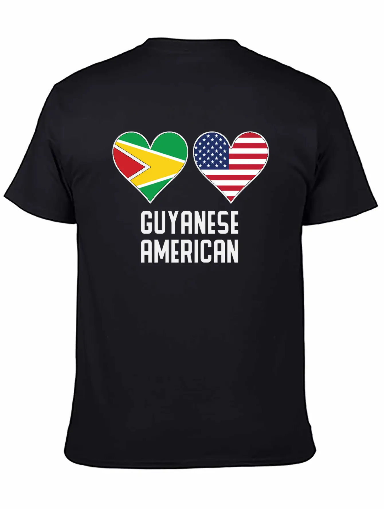 Guyanese American Heart Flags Timeless Short Sleeve Tee – Comfy And Minimalist Design