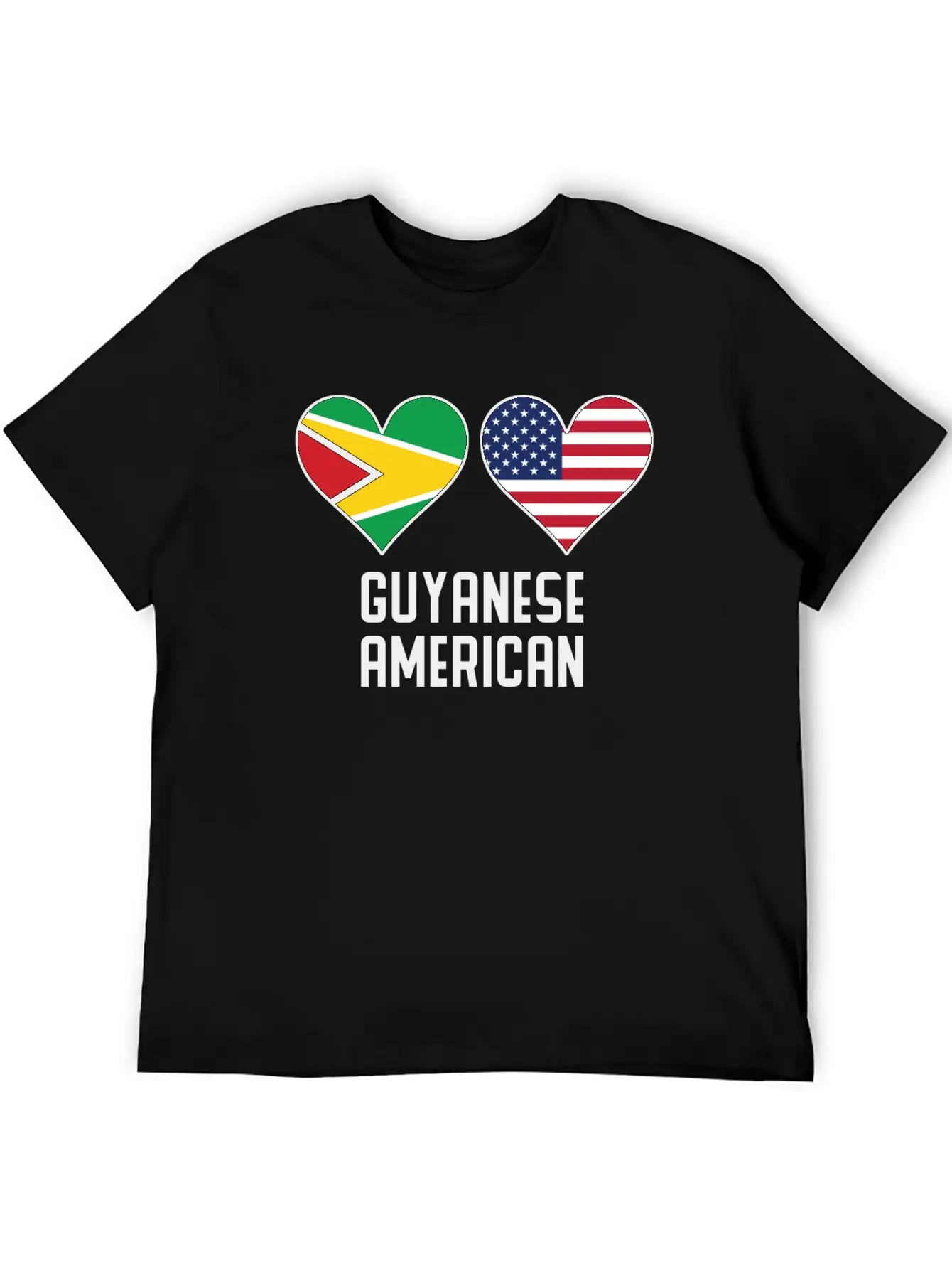 Guyanese American Heart Flags Timeless Short Sleeve Tee – Comfy And Minimalist Design