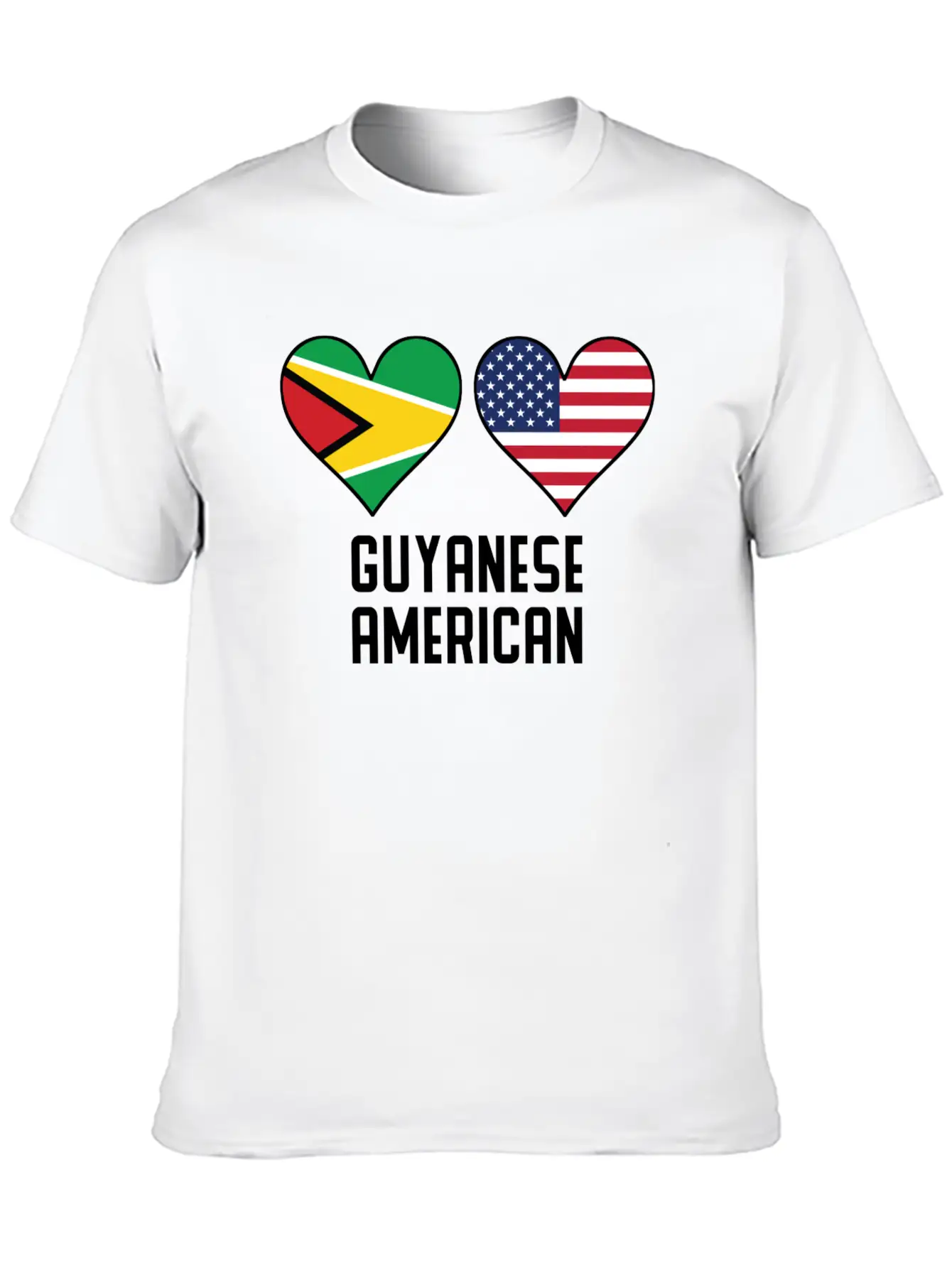 Guyanese American Heart Flags Timeless Short Sleeve Tee – Comfy And Minimalist Design