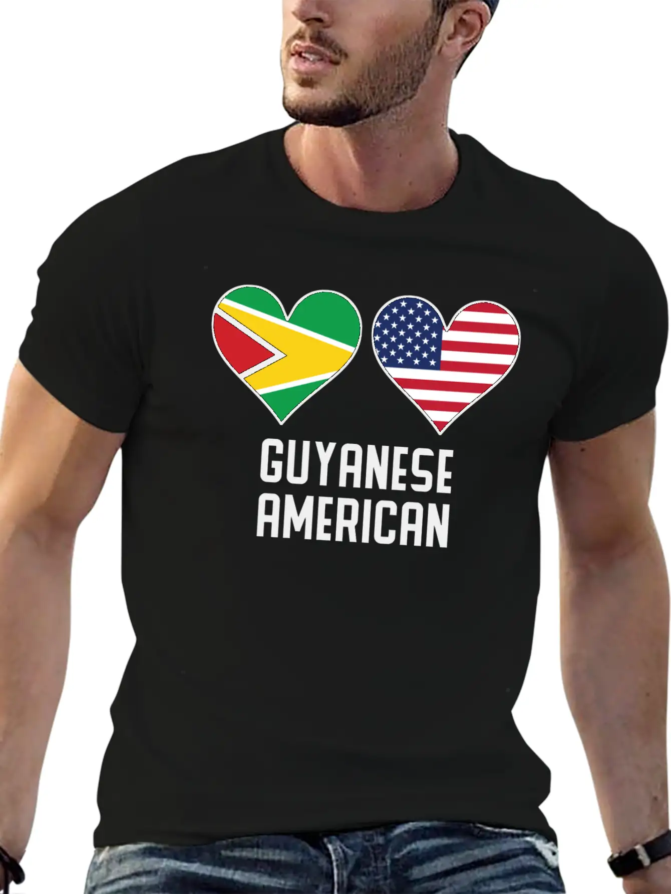Guyanese American Heart Flags Timeless Short Sleeve Tee – Comfy And Minimalist Design
