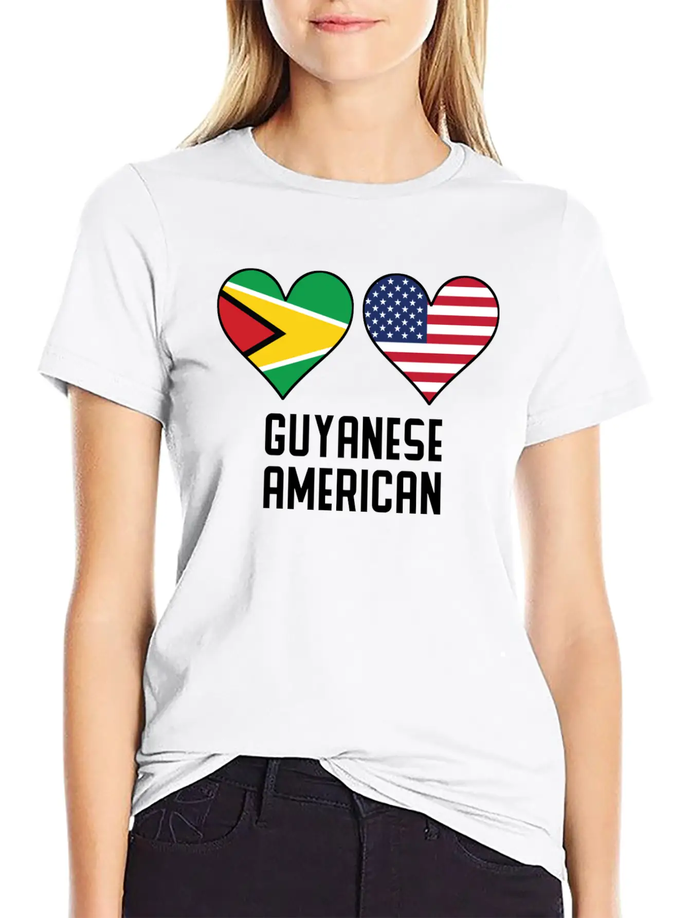 Guyanese American Heart Flags Timeless Short Sleeve Tee – Comfy And Minimalist Design