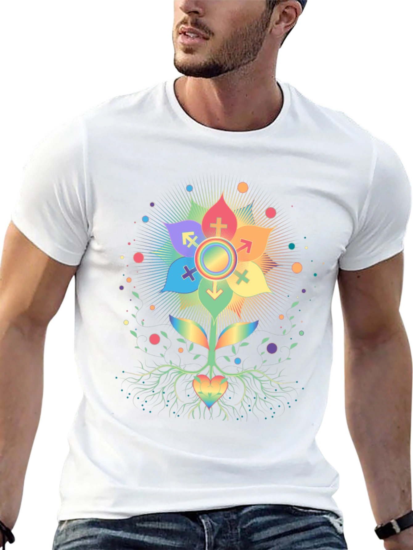 Rainbow Pride Flower Graphic T-Shirt