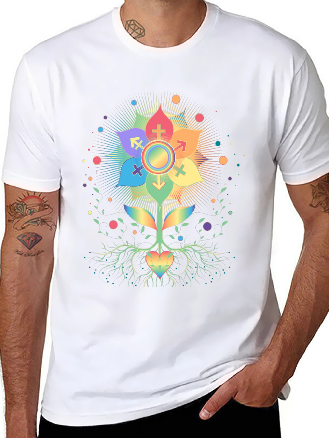 Rainbow Pride Flower Graphic T-Shirt