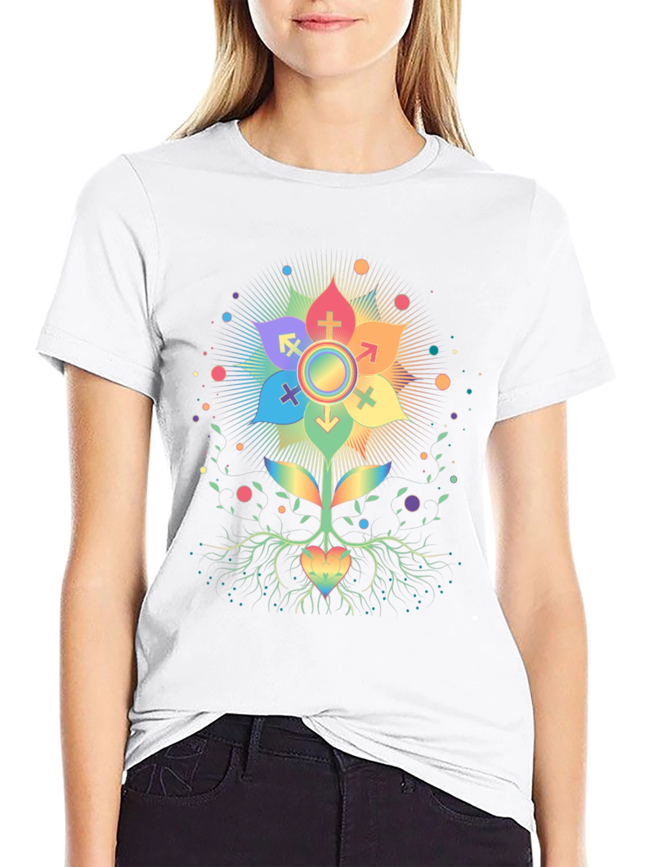 Rainbow Pride Flower Graphic T-Shirt