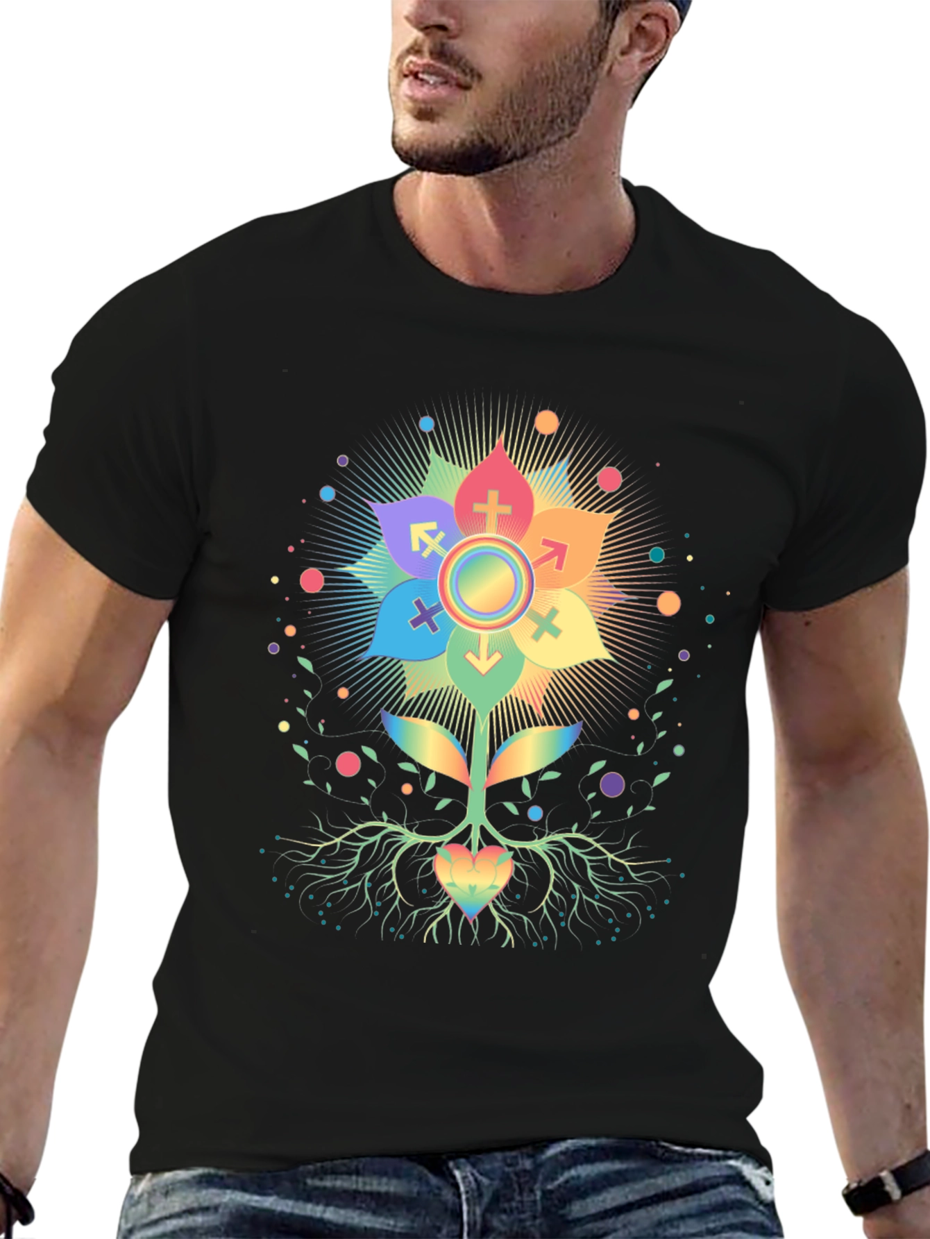 Rainbow Pride Flower Graphic T-Shirt