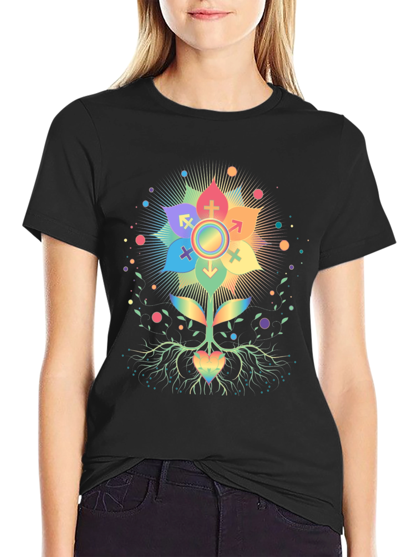 Rainbow Pride Flower Graphic T-Shirt