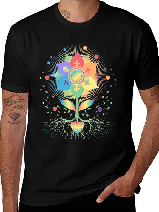 Rainbow Pride Flower Graphic T-Shirt