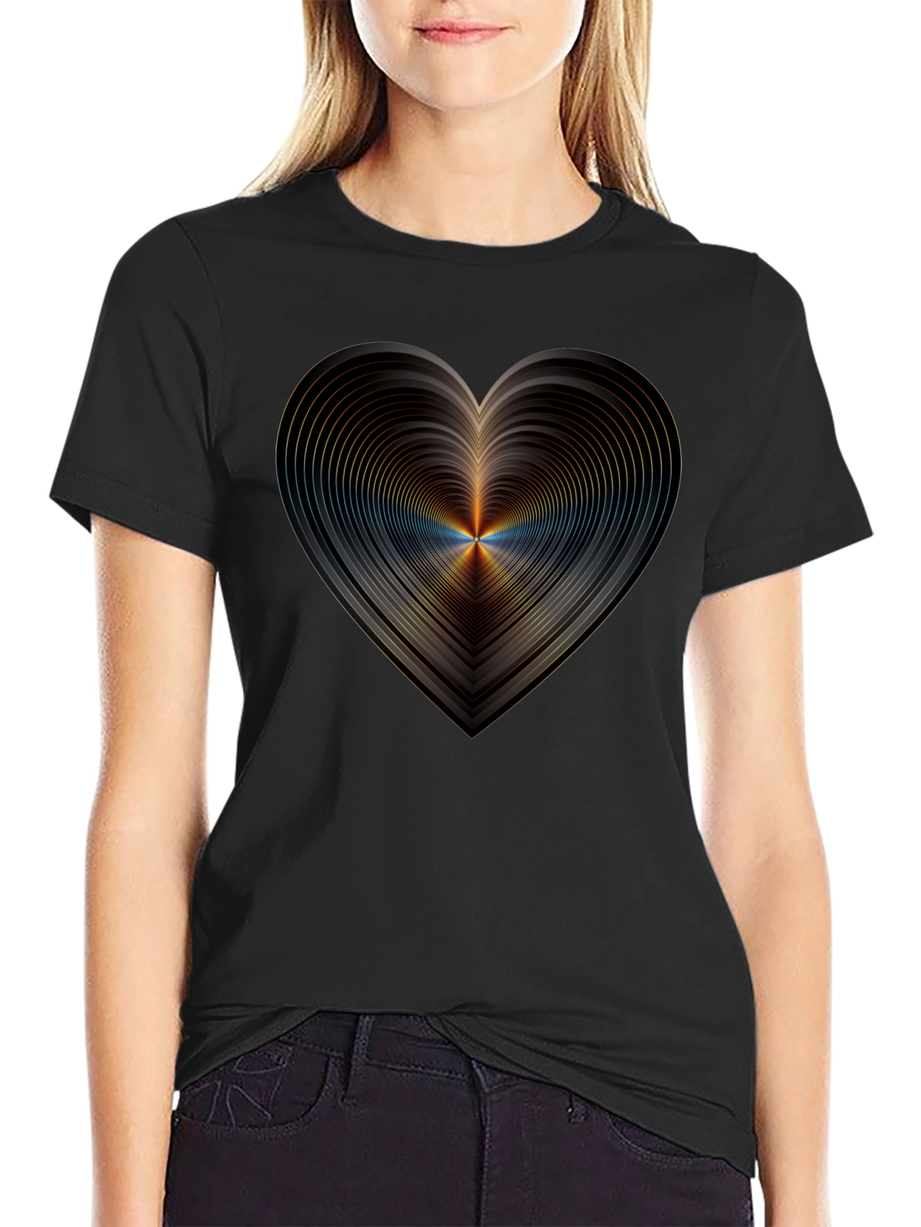 Abstract Heart Graphic Black T-Shirt