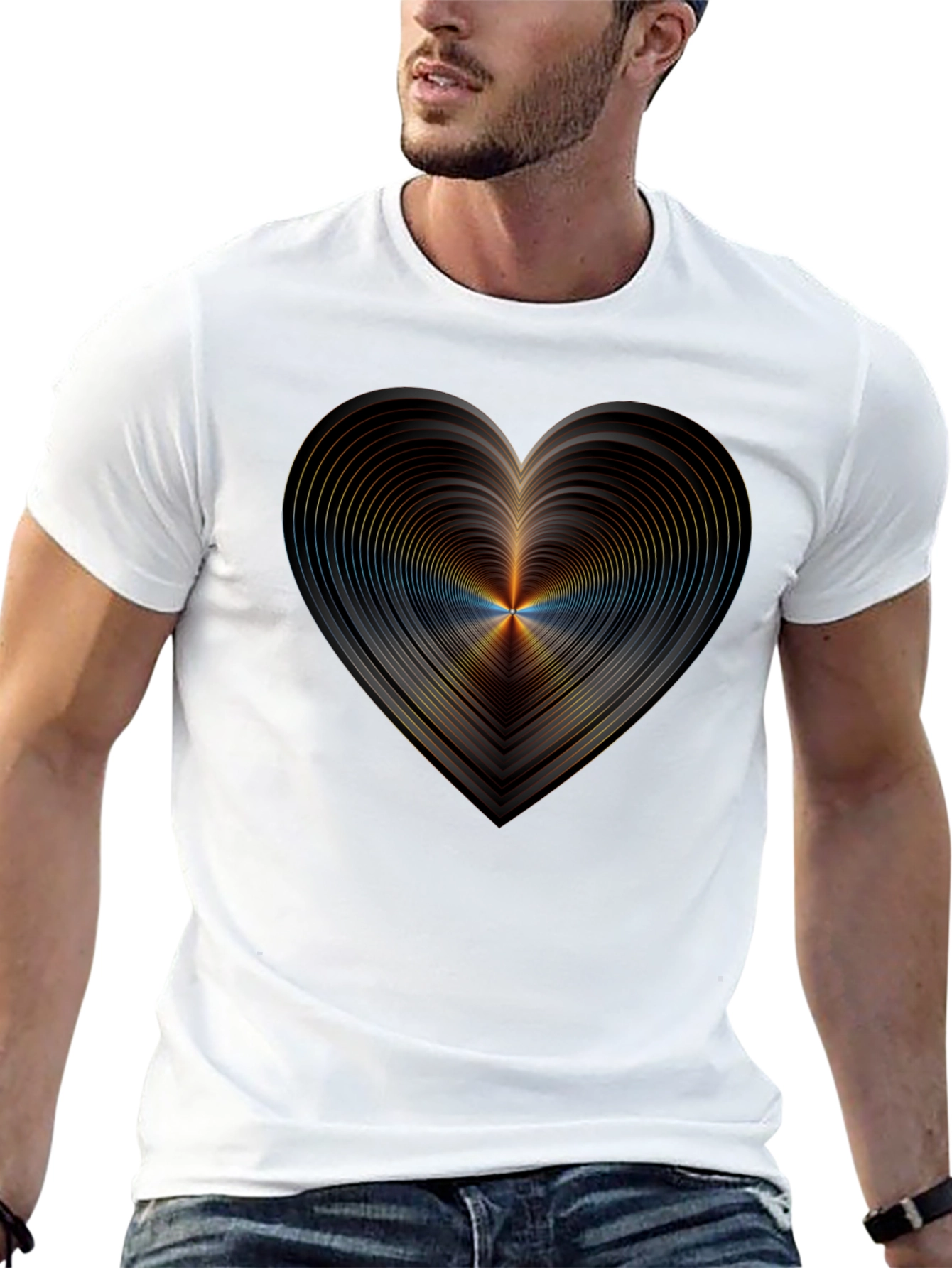 Abstract Heart Graphic Black T-Shirt