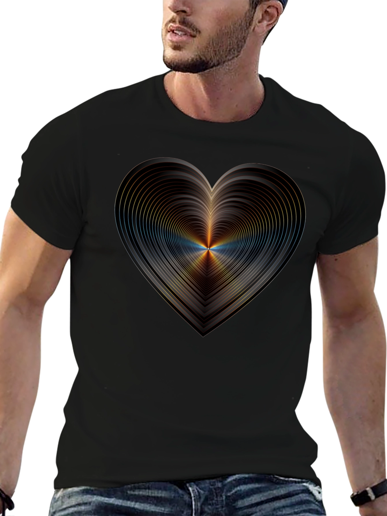 Abstract Heart Graphic Black T-Shirt