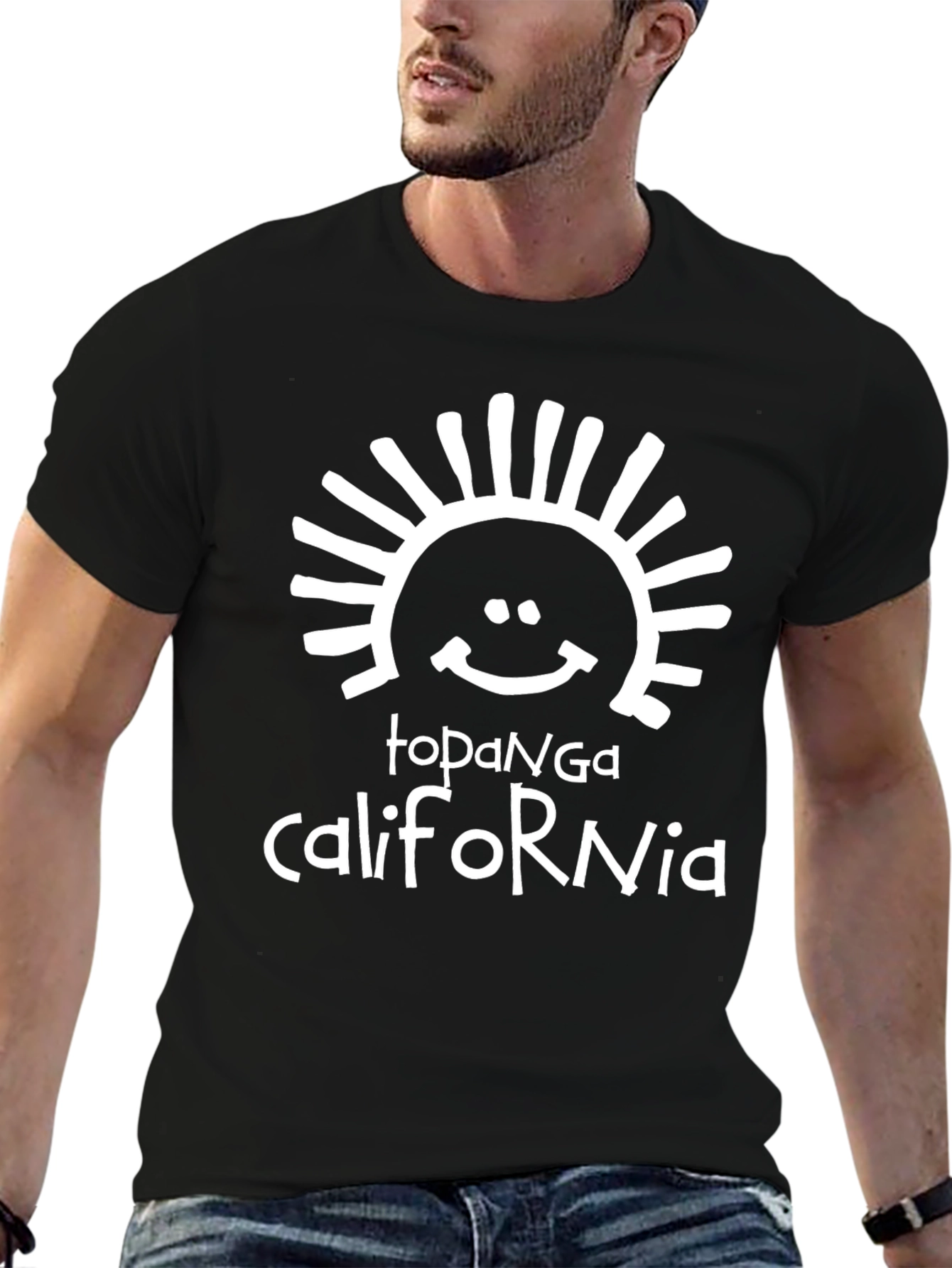 Topanga California Graphic Tee - Black Cotton Blend