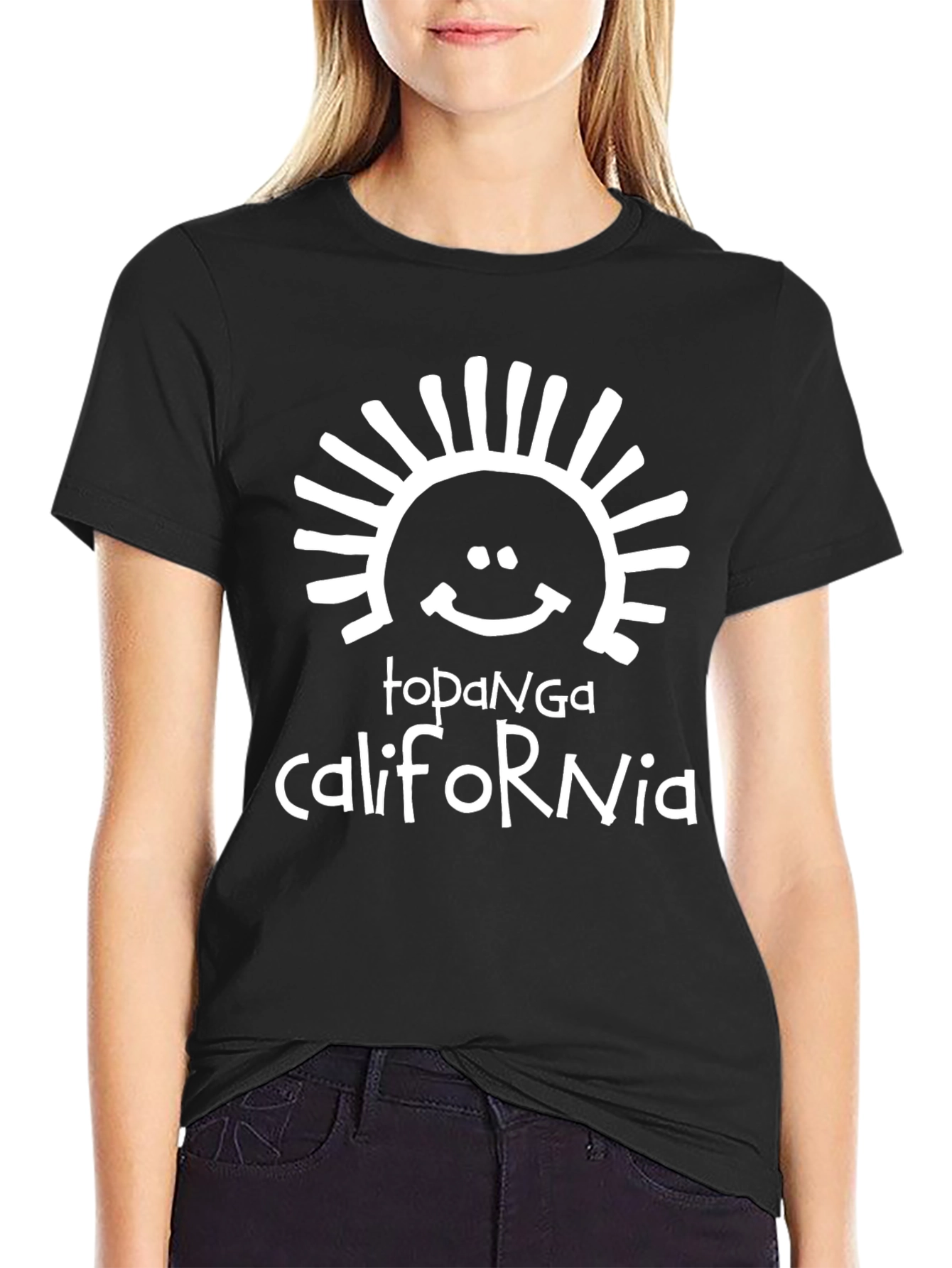 Topanga California Graphic Tee - Black Cotton Blend