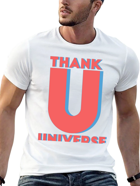 Thank U Universe Graphic T-Shirt - Trendy Black Tee