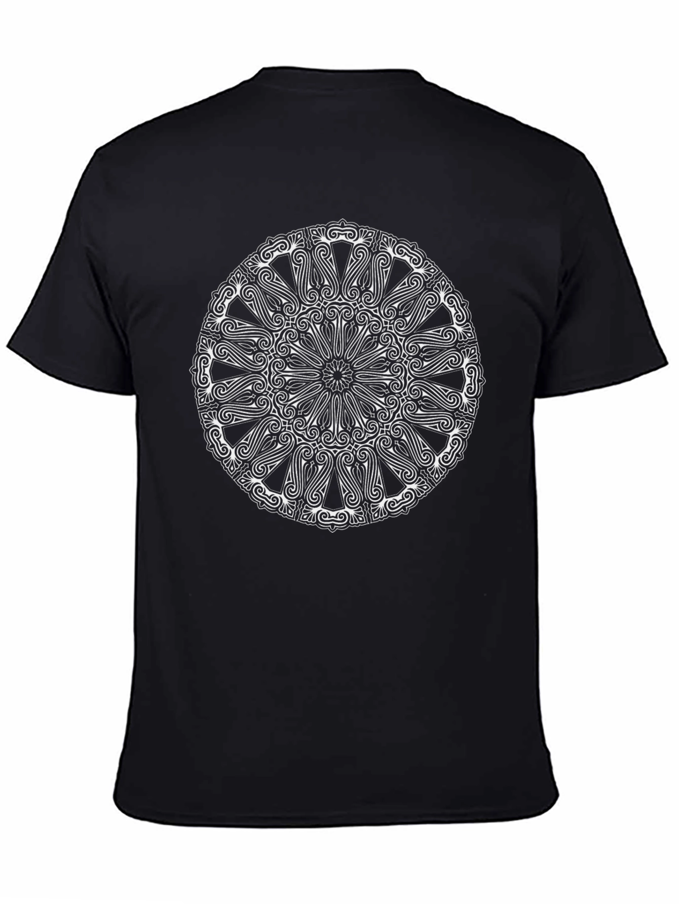 Geometric Mandala Graphic Print Black T-Shirt