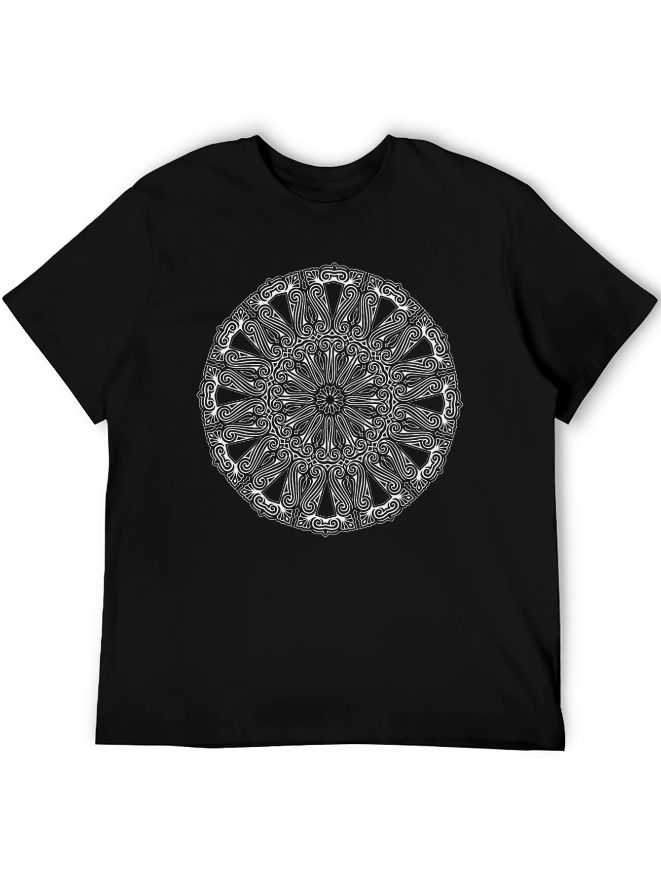 Geometric Mandala Graphic Print Black T-Shirt