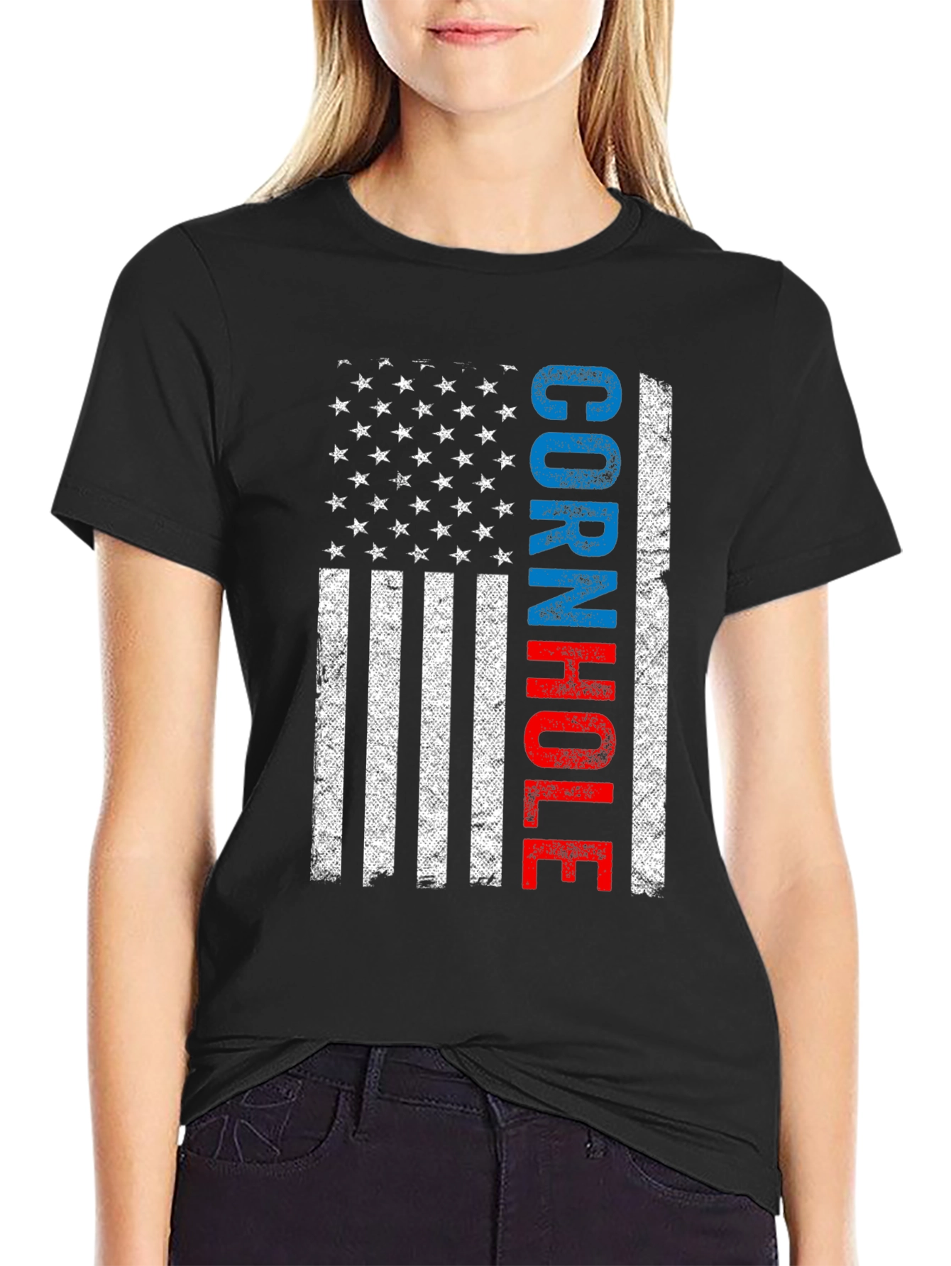 Cornhole American Flag Graphic T-Shirt