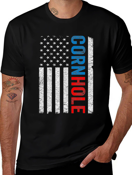 Cornhole American Flag Graphic T-Shirt