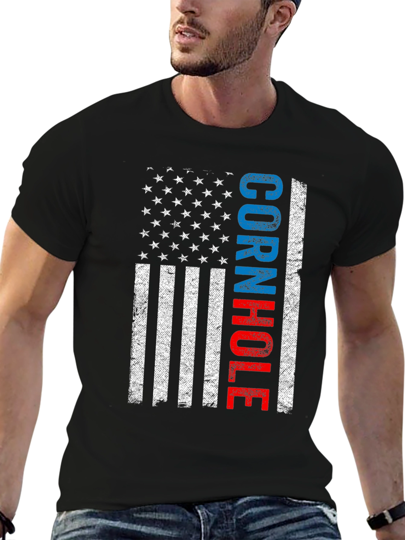 Cornhole American Flag Graphic T-Shirt