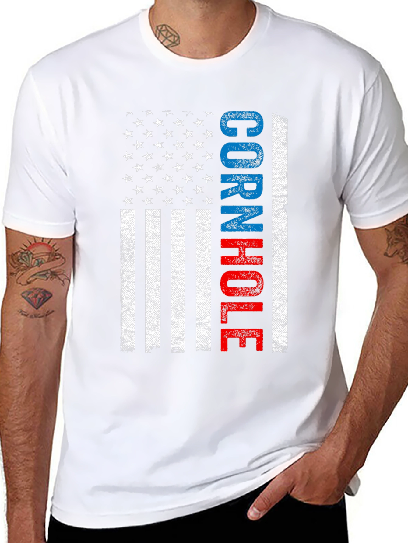 Cornhole American Flag Graphic T-Shirt