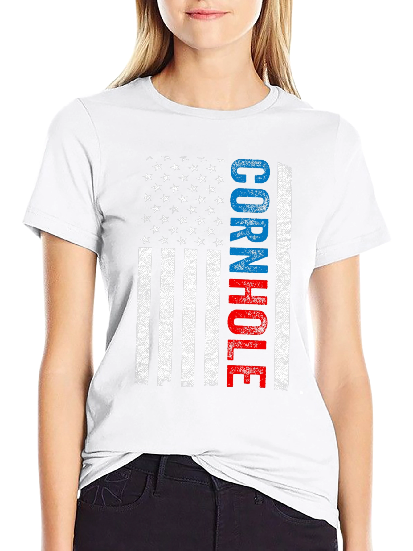 Cornhole American Flag Graphic T-Shirt
