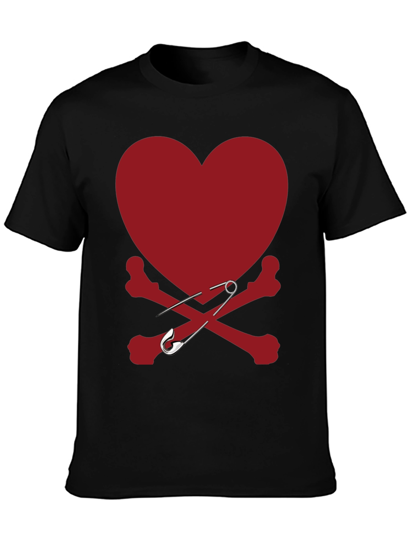 Heart & Bones Safety Pin Graphic Tee