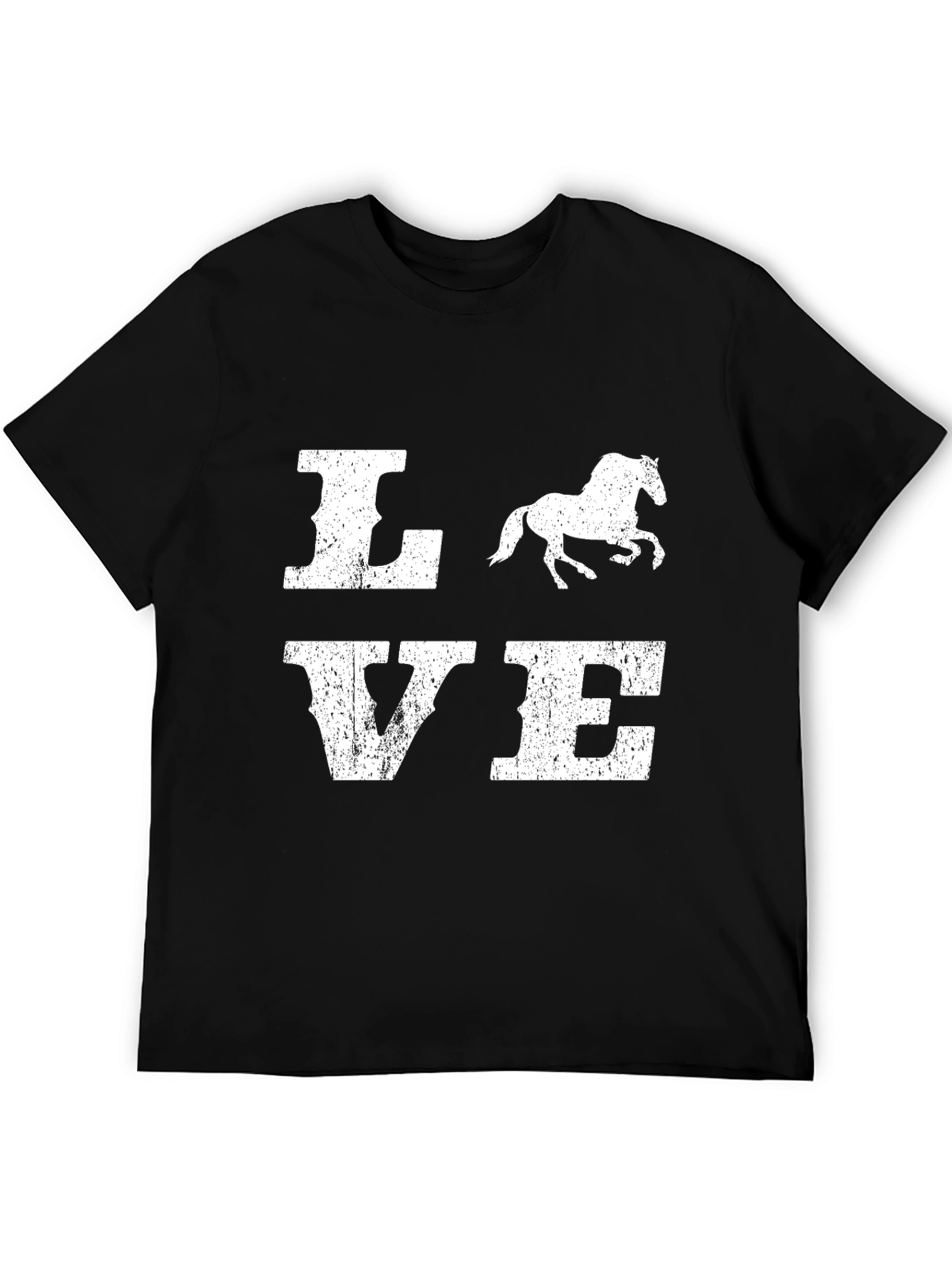 Love Horse Graphic Print Black T-Shirt