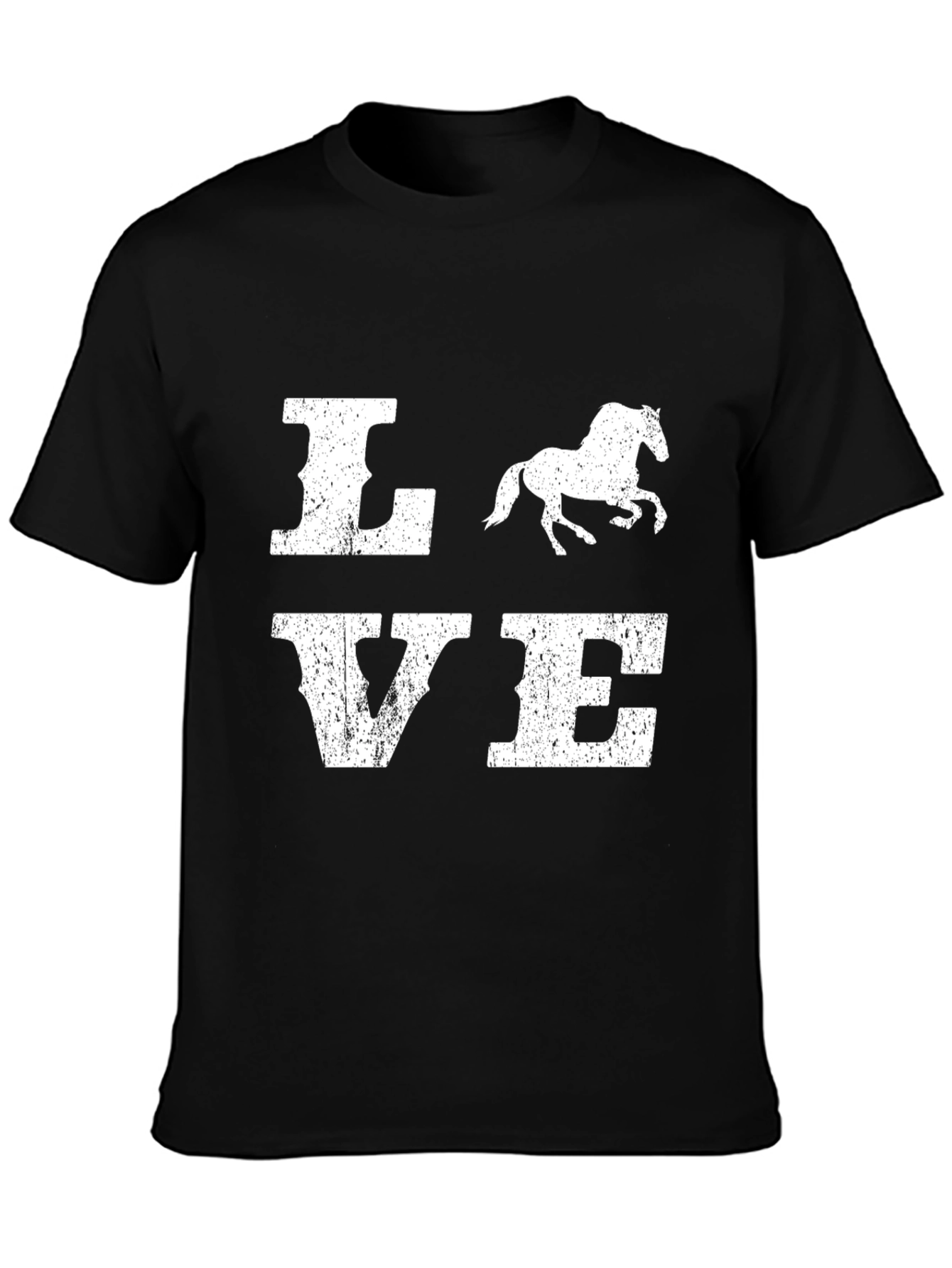 Love Horse Graphic Print Black T-Shirt