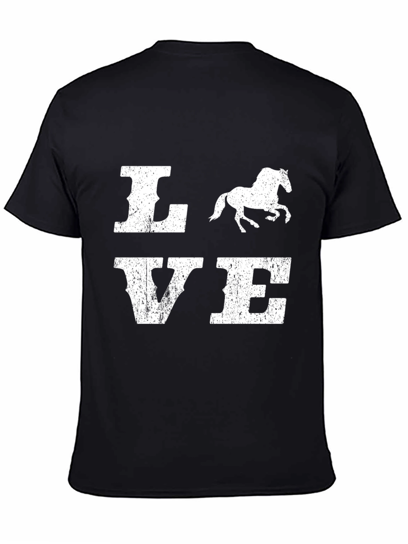 Love Horse Graphic Print Black T-Shirt