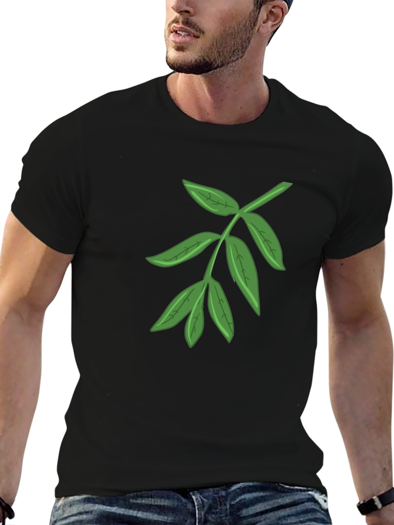 Leaf Graphic Black T-Shirt - Nature Inspired Design