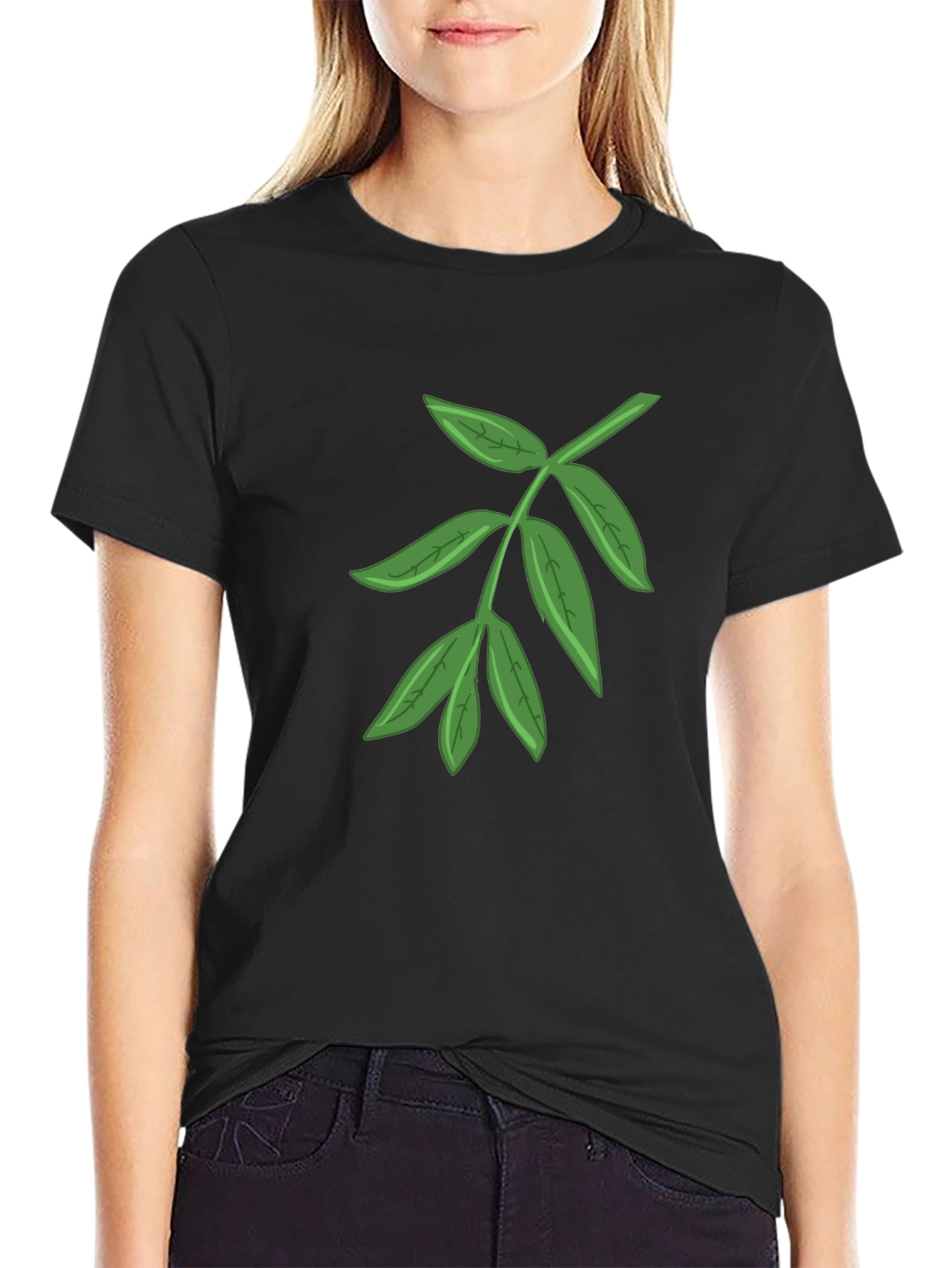 Leaf Graphic Black T-Shirt - Nature Inspired Design