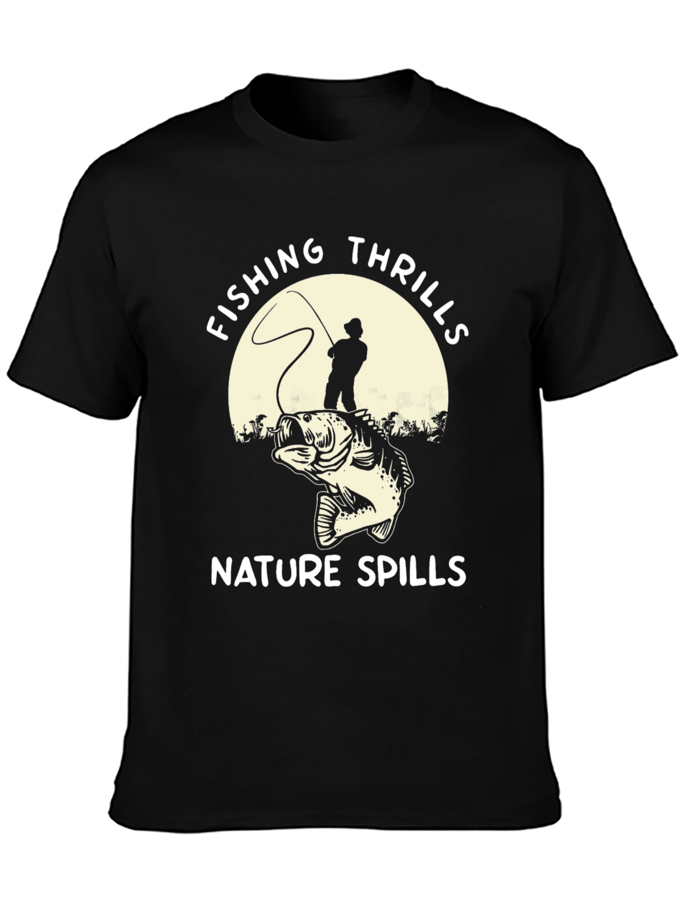 Fishing Thrills Nature Spills Graphic Tee