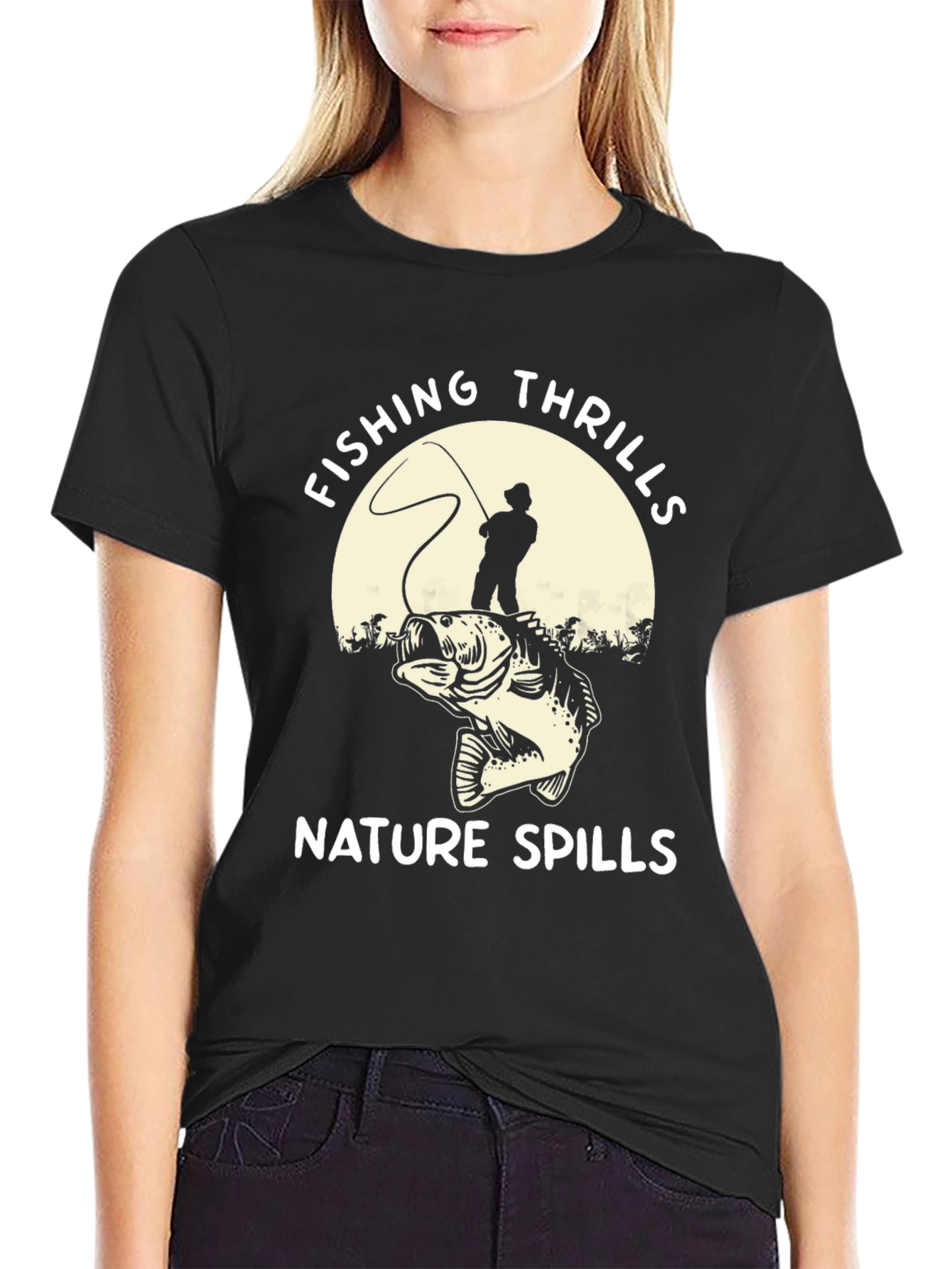 Fishing Thrills Nature Spills Graphic Tee