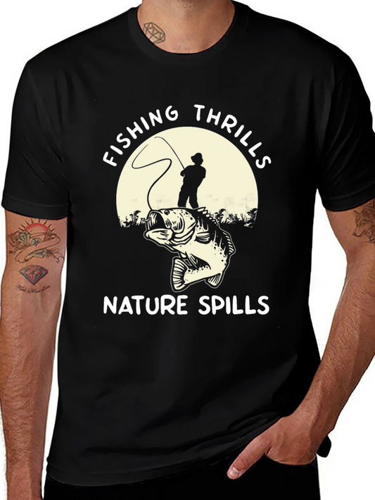 Fishing Thrills Nature Spills Graphic Tee