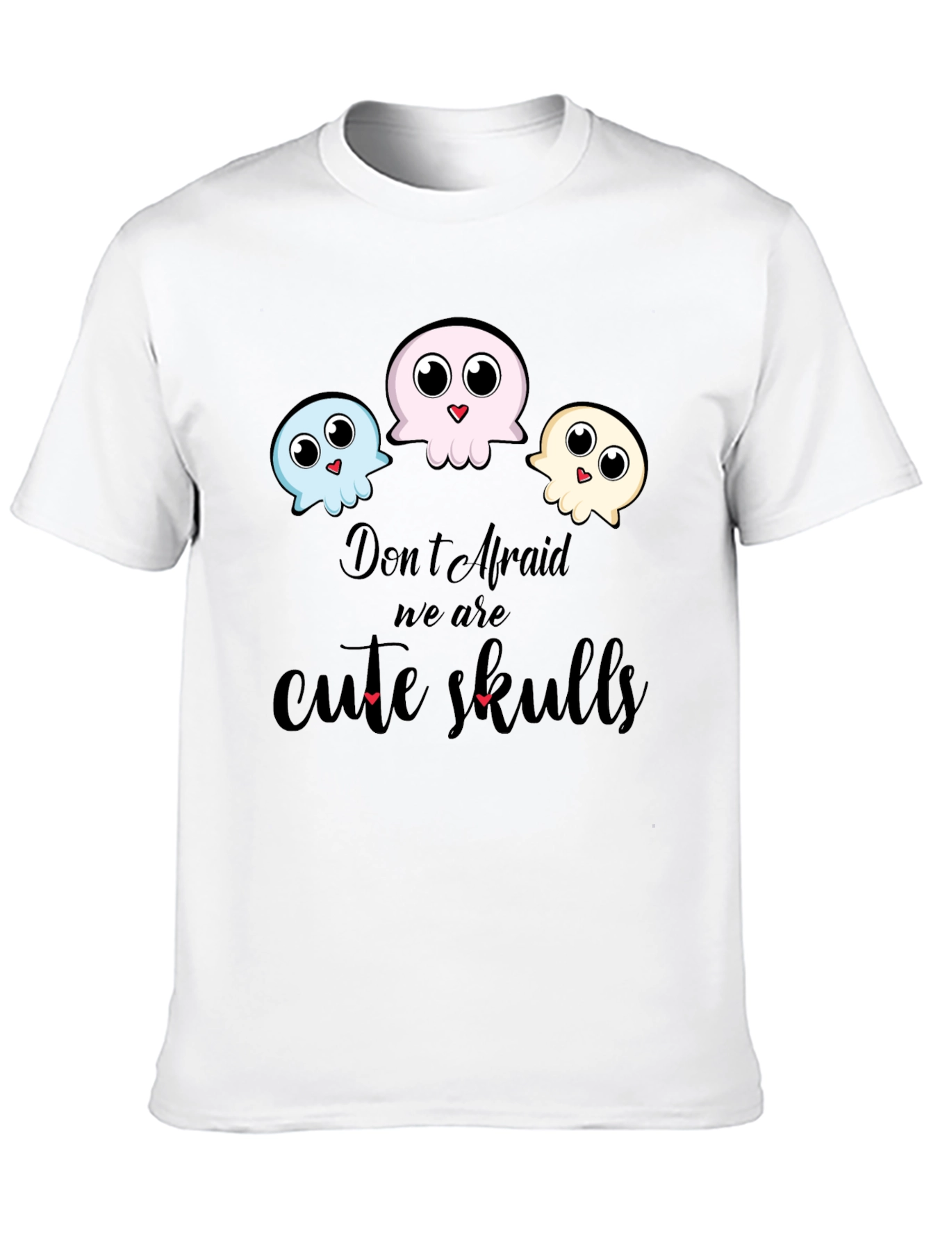 Cute Skulls Graphic Black T-Shirt