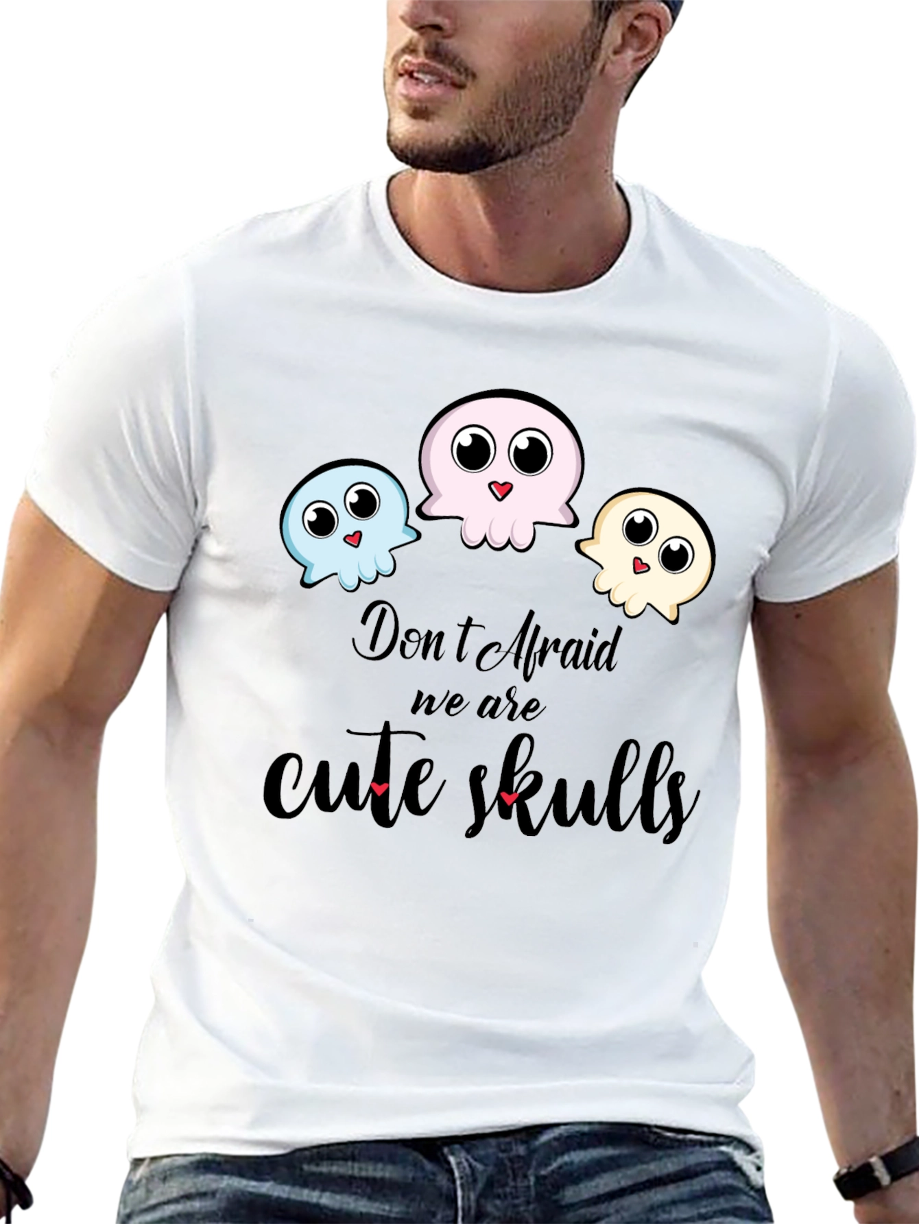 Cute Skulls Graphic Black T-Shirt