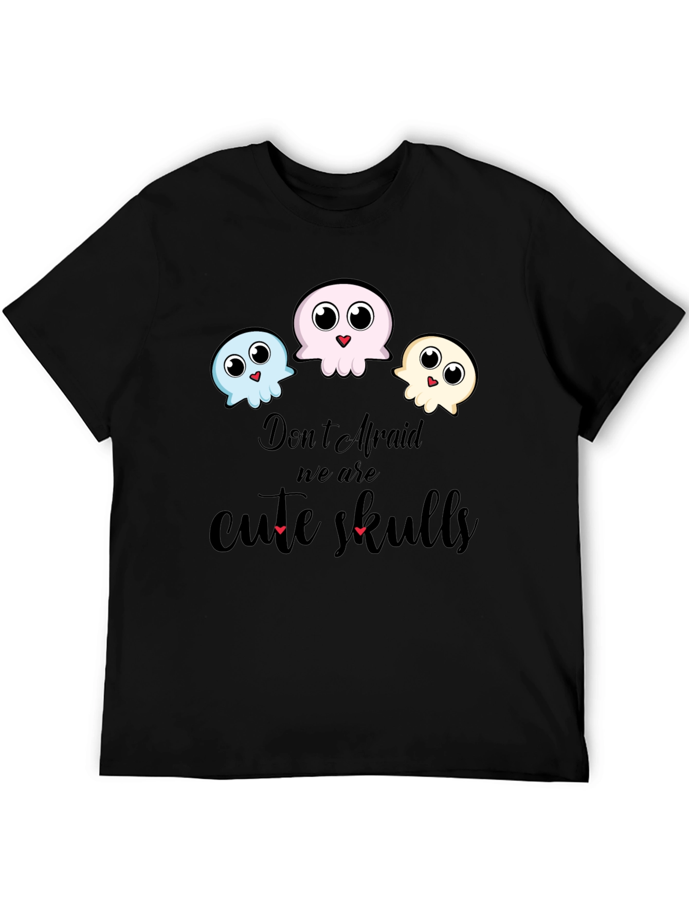 Cute Skulls Graphic Black T-Shirt