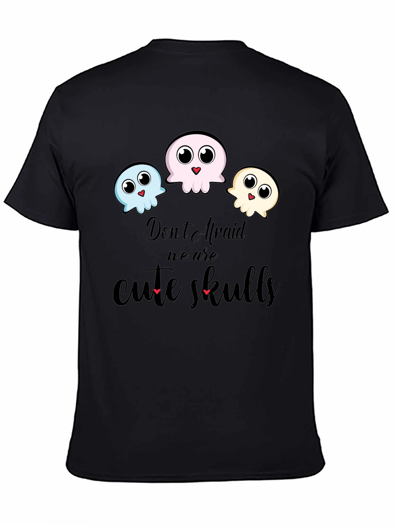 Cute Skulls Graphic Black T-Shirt