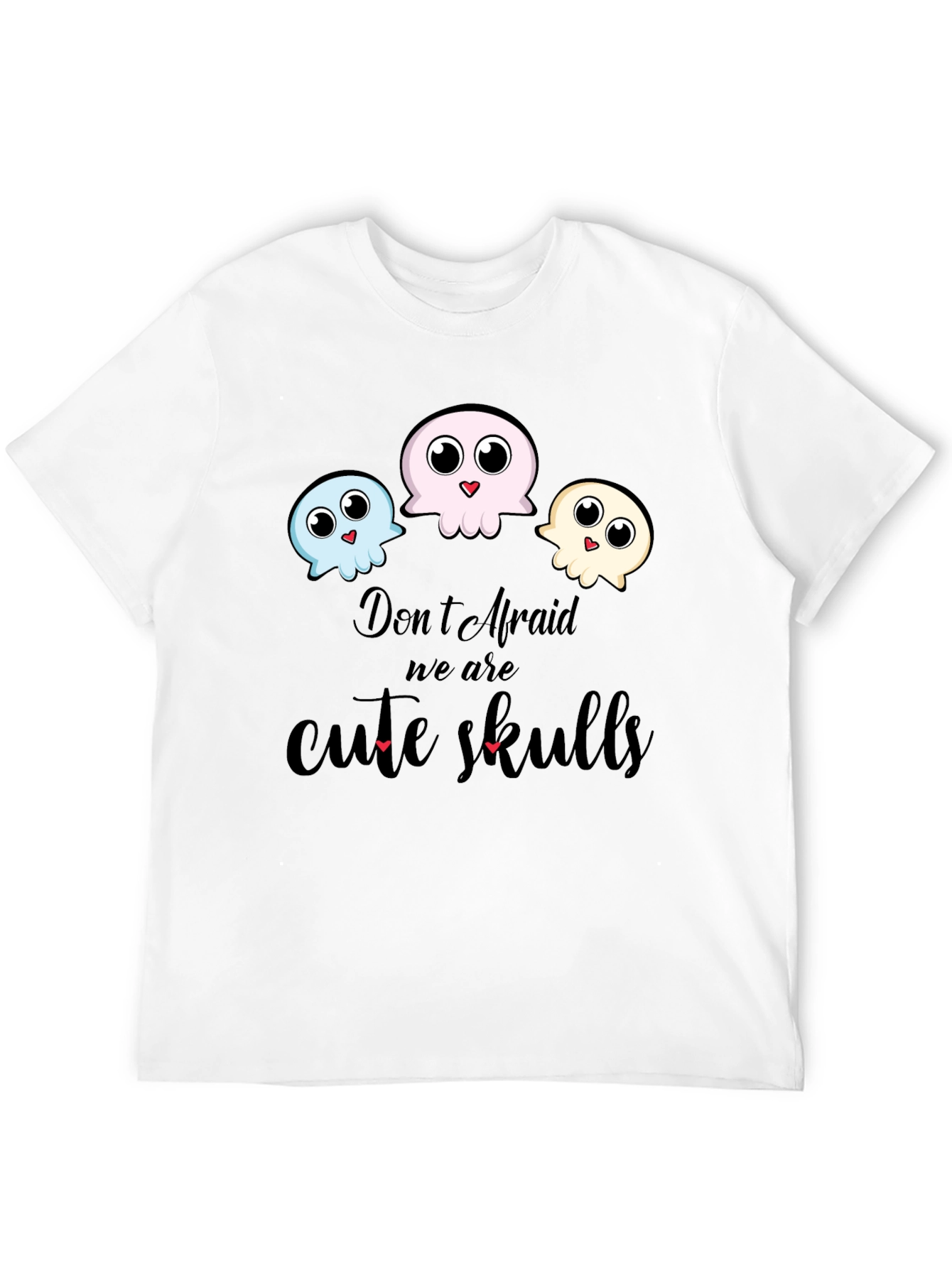 Cute Skulls Graphic Black T-Shirt